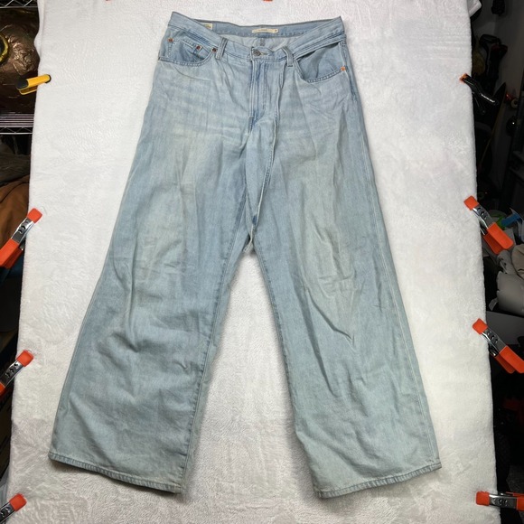 Levi's Denim - Levi's XL Straight Jeans Women's Blue Denim Pockets Belted Relaxed Baggy - 34X32